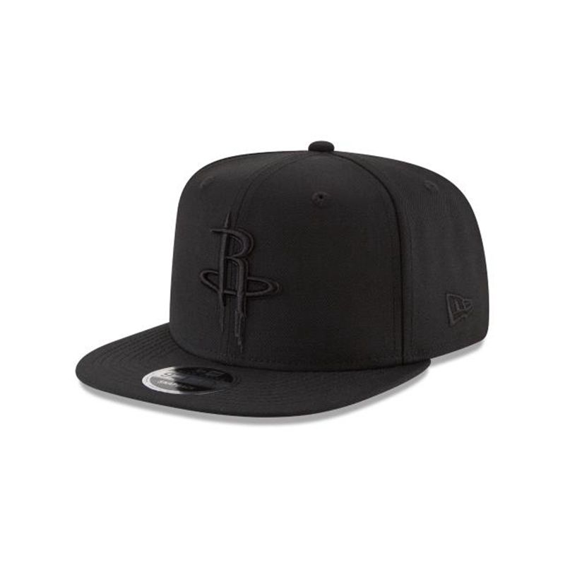 NBA Houston Rockets Black On Black High Crown 9Fifty Snapback (STC9009) - Black New Era Caps